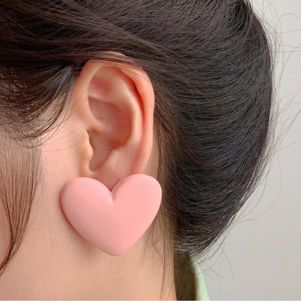 Heart Earrings - Orange - Picture 6 of 7